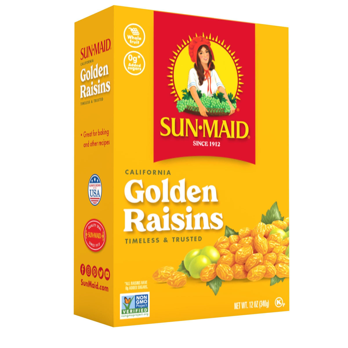 Sun-Maid California Golden Raisins - 12 oz Sharing-Size Box - Dried Fruit Snack for Lunches, Snacks, and Natural Sweeteners