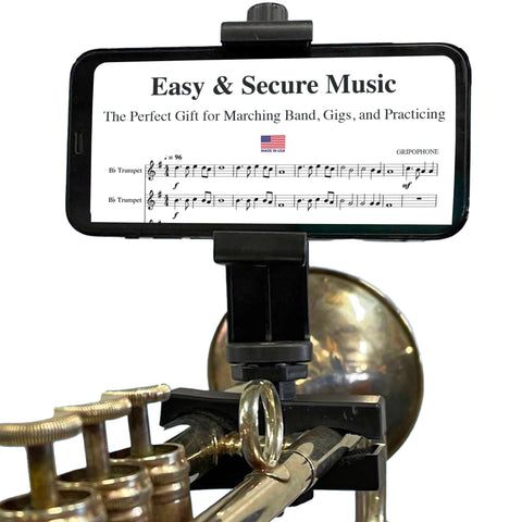 Gripophone Trumpet Phone Lyre - Securely Mount Your Phone to Your Horn, Easily Read Music from PDF, Take videos while playing, Made in USA!!