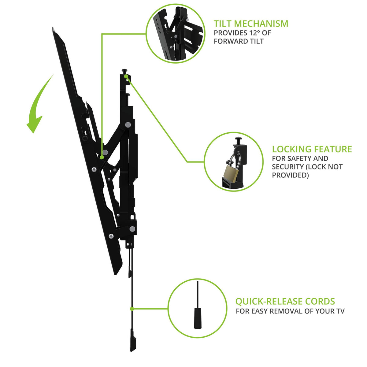 Kanto PT300 Tilting Mount for 32" to 90" Flat Panel TVs, Black