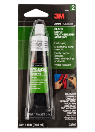 3M Black Super Weatherstrip Adhesive, 03602, 1 fl oz, 1 Per Pack