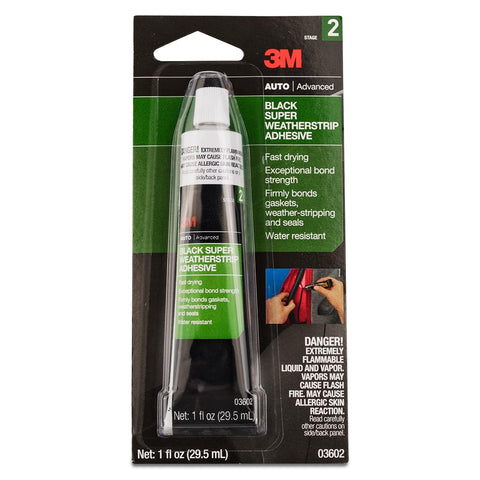3M Black Super Weatherstrip and Gasket Adhesive 03602, 1 fl oz Tube (Pack of 1) – High-Strength Waterproof Glue for Rubber Seals, Gaskets, Weather Stripping, Automotive Doors, Windows and Trunks