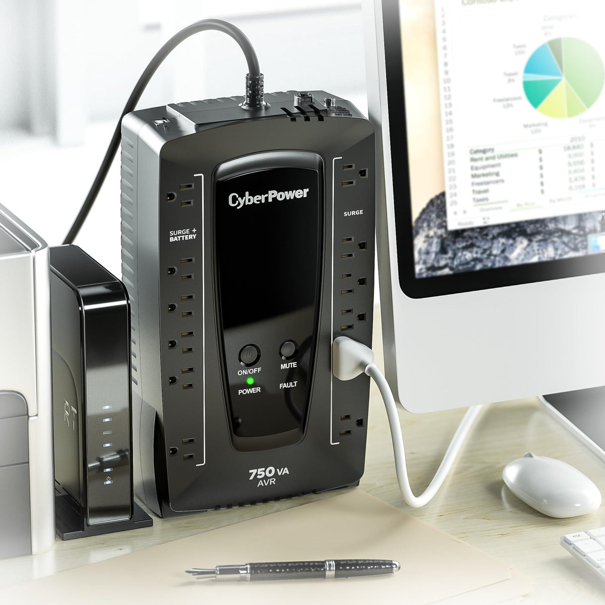 CyberPower AVRG750U AVR UPS System, 750VA/450W, 12 Outlets, Compact
