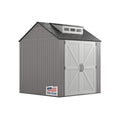 Rubbermaid Resin Outdoor Storage Shed With Floor (7 x 7 Ft) Weather Resistant Gray Organization for Home/Backyard/Garden Tools/Lawn Mower/Bike Storage/Pool Supplies