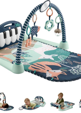 Fisher-Price Baby Playmat Kick & Play Piano Gym with Musical and Sensory Toys for Newborn to Toddler, Navy Fawn