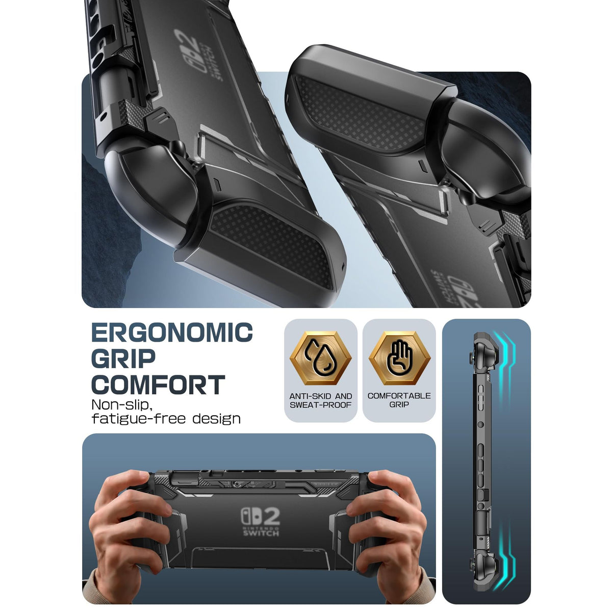 Mumba Dockable Case for Nintendo Switch 2 2025, [Blade Series] TPU Grip Protective Cover Accessories Compatible with Switch 2 7.9 Inch and Quick-Release Joy-Con Design (Black)