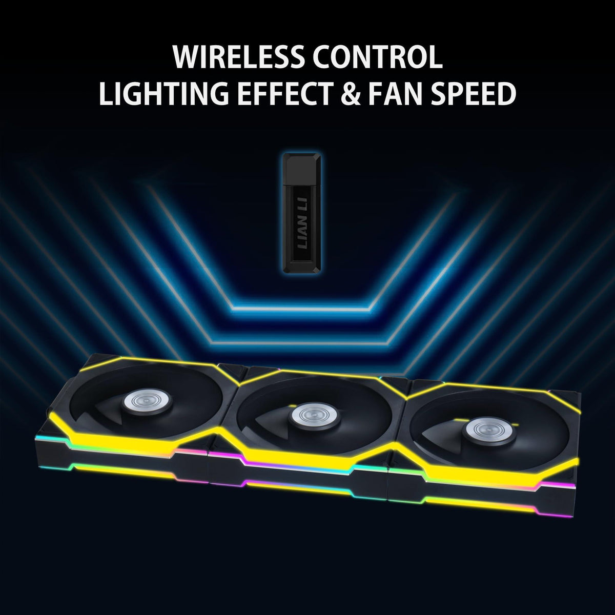 Lian Li UNI Fan SL Wireless 120mm ARGB Fan - Triple Pack - 2.4 GHz Wireless Signal for RGB & Fan Control - Customizable Lighting Effects - Controller Included & Required - Black (12SL1W3B)
