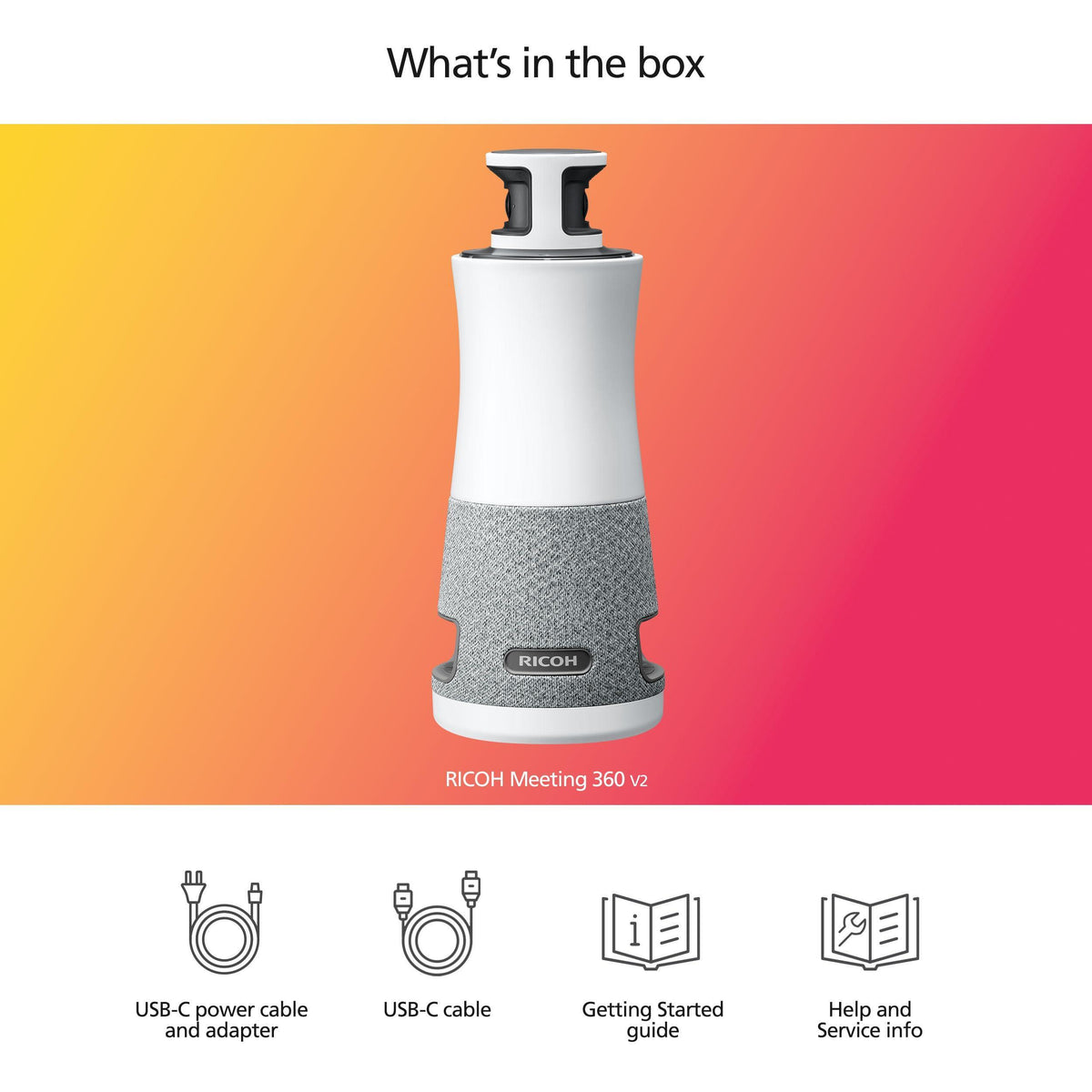 RICOH Meeting 360 | 360° Conference Room Camera - AI-Powered - Active Speaker Focus - Plug and Play - Zoom Certified - Works with Microsoft Teams, Google Meet, Cisco Webex