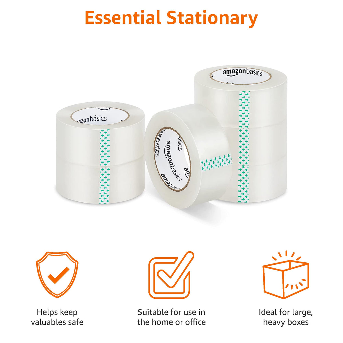 Amazon Basics Packing Tape for Moving boxes, Shipping Tape Refills, Clear, 1.88-Inch Wide x 109 Yards, 6-Pack, Total 654 Yards