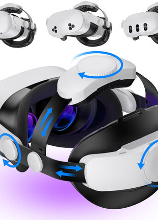 Kawaye for Meta Quest 3S/Quest 2/Quest 3 Head Strap, Double Knobs Adjustable Elite Strap Replacement,VR Headset Strap with Two Large Support Pad Enhanced Support, Reduce Pressure