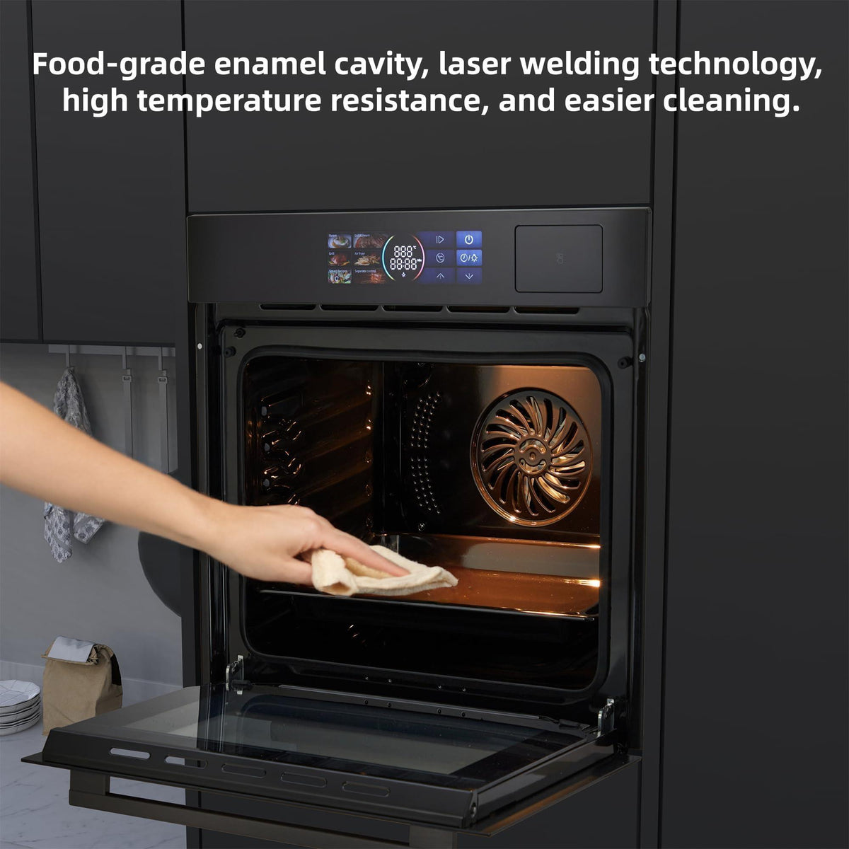 24" Single Wall Oven, 2.5 Cu.ft. Built-in Electric Wall Oven with 8 Cooking Functions, 360° ROTATING ROTISSERIE, Touch Control, Timer, Stainless Steel Wall Oven for Kitchen