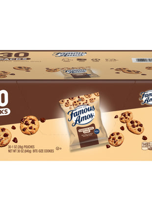 Famous Amos Original Recipe Chocolate Chip Bite-Size Cookies, 30 Pack Box, 30 oz