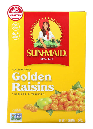 Sun Maid California Golden Raisins   12 oz Sharing Size Box   Dried Fruit Snack for Lunches, Snacks, and Natural Sweeteners
