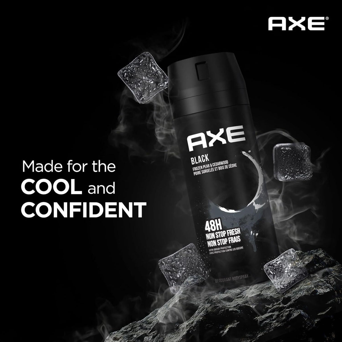 Axe Black Deodorant Body Spray for Men | 48H* Odour Protection | Odour-Combatting Zinc Technology | Frozen Pear and Cedarwood Scent|150ml