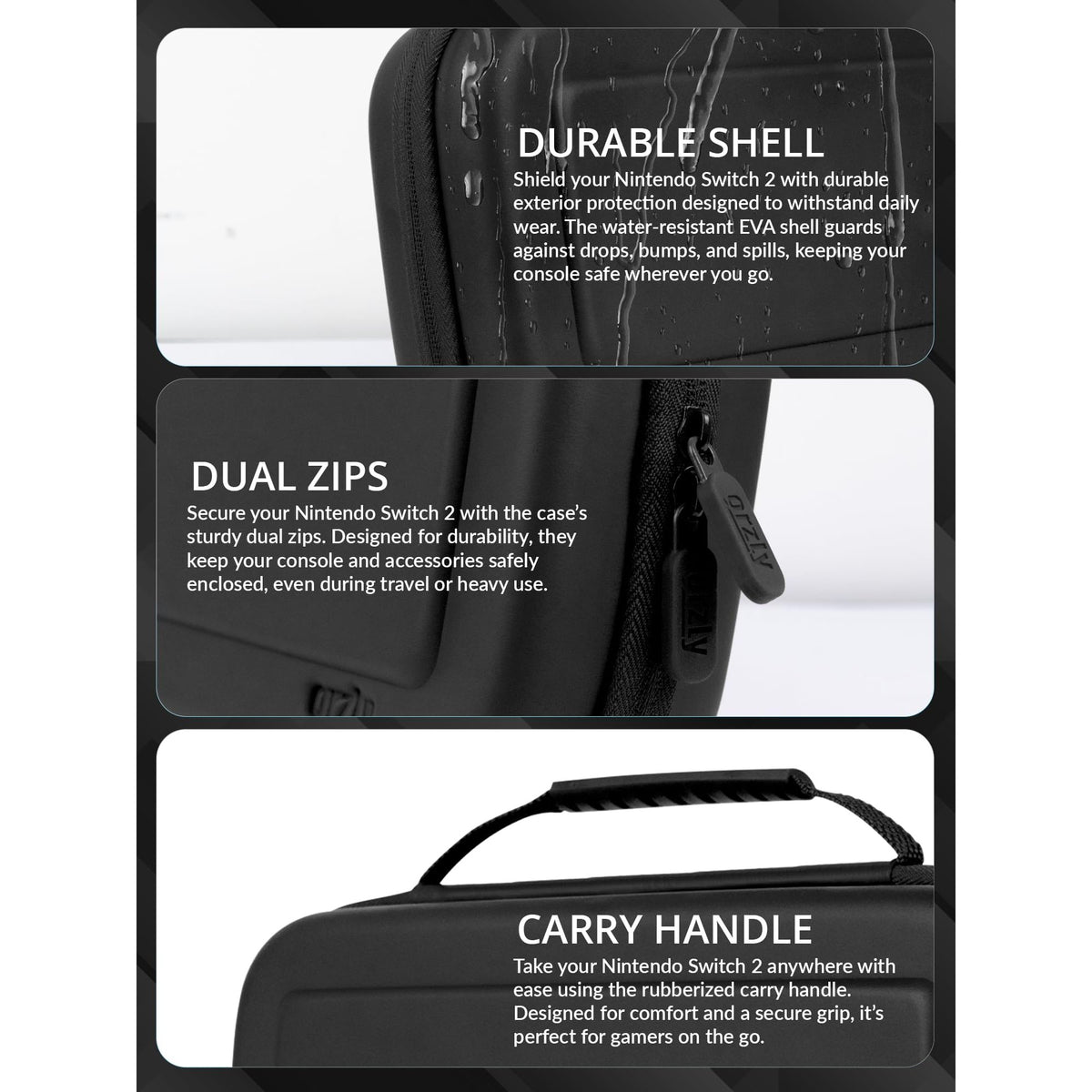 Orzly Case for Nintendo Switch 2 Protective Travel Carry Case with Screen Padding, Game Cards & microSD Slots with Zipped & Open Pockets for Console Accessories - Gift Box Edition