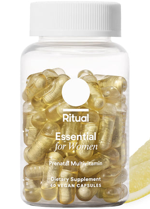 Ritual Prenatal Vitamins for Women Folate & Choline for Neural Tube Support, Omega-3 DHA for Fetal Brain Development, Iron, Calcium-Helper D3 & K2, Non-GMO, Vegan, Citrus, 30 Days