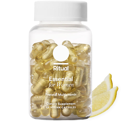 Ritual Prenatal Vitamins for Women Folate & Choline for Neural Tube Support, Omega-3 DHA for Fetal Brain Development, Iron, Calcium-Helper D3 & K2, Non-GMO, Vegan, Citrus, 30 Days