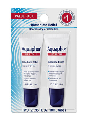 Aquaphor Lip Repair - Soothe Dry, Chapped Lips - Two .35 oz. Tubes