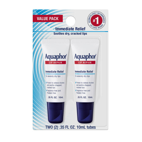Aquaphor Lip Repair - Soothe Dry, Chapped Lips - Two .35 oz. Tubes