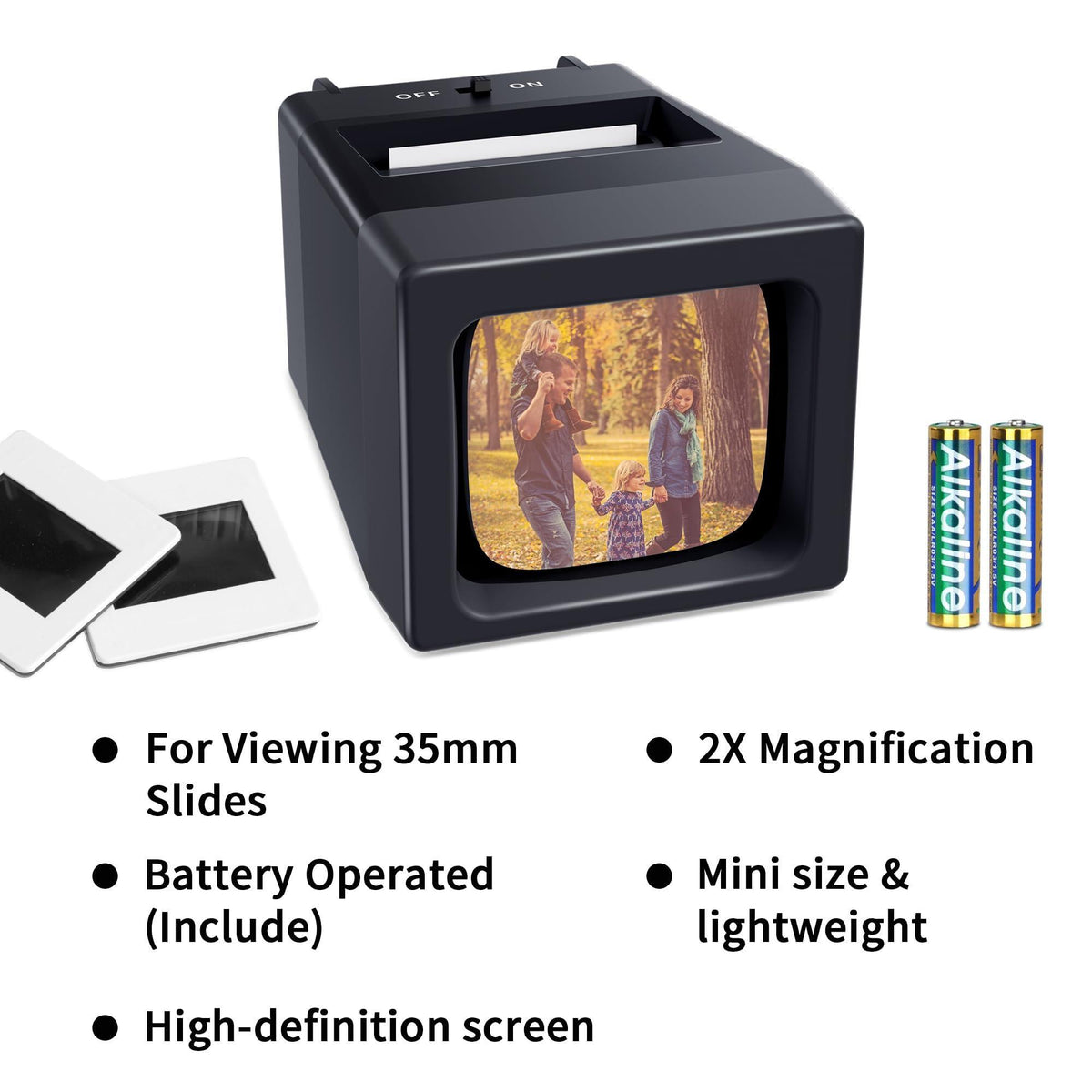 35mm Slide Viewer, 2X Magnification Slide Viewer for Viewing 35mm Slides, Slide Projector for Old Slides (2AAA Batteries Included)