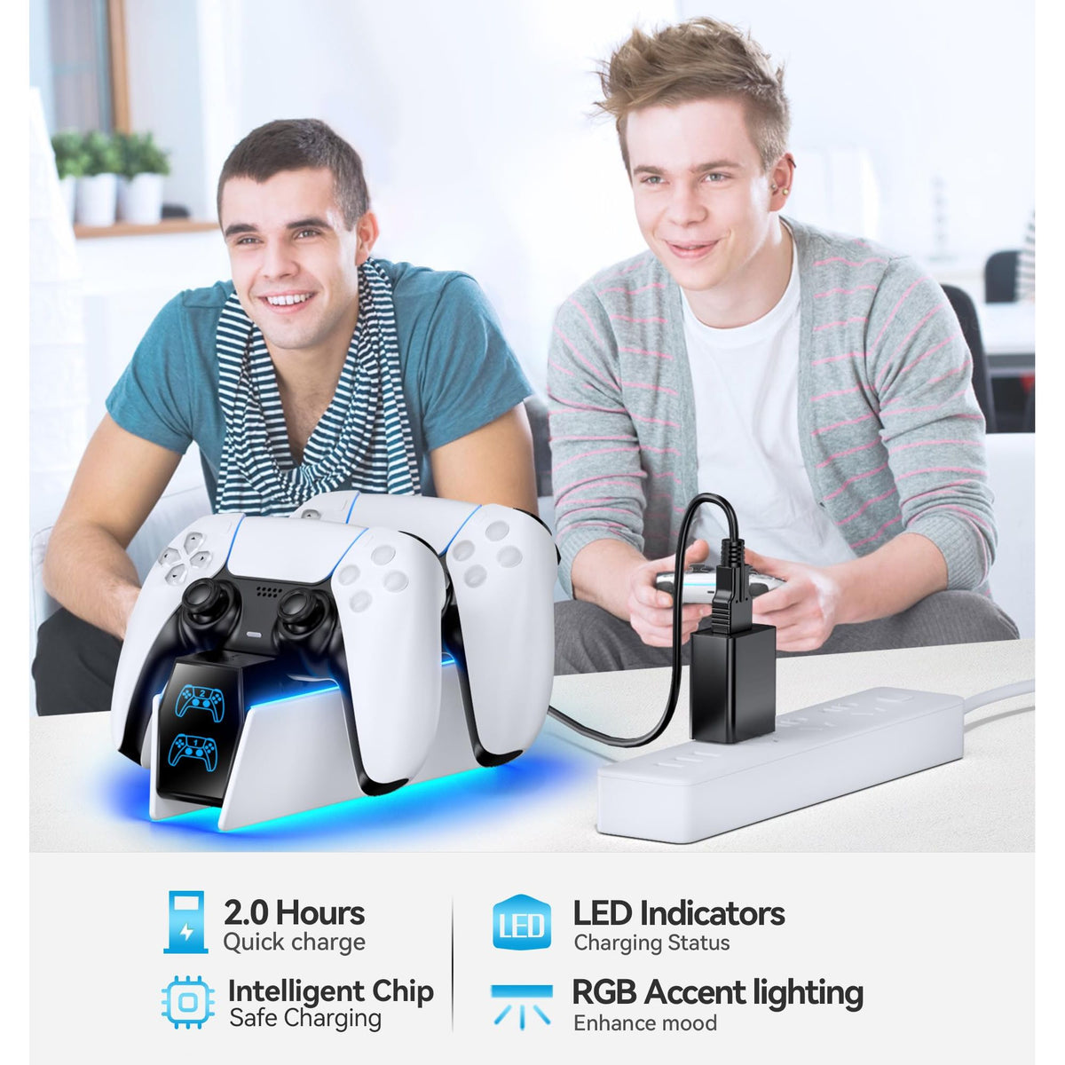 OIVO PS5 Controller Charger PS5 Accessories Kits with Fast Charging AC Adapter, Controller Charging Stand for PlayStation 5, Docking Station Replacement for DualSense Charging Station