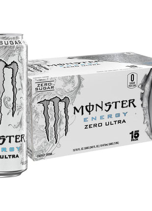 Monster Energy Zero Ultra, Sugar Free Energy Drink, 16 Ounce | Pack of 15