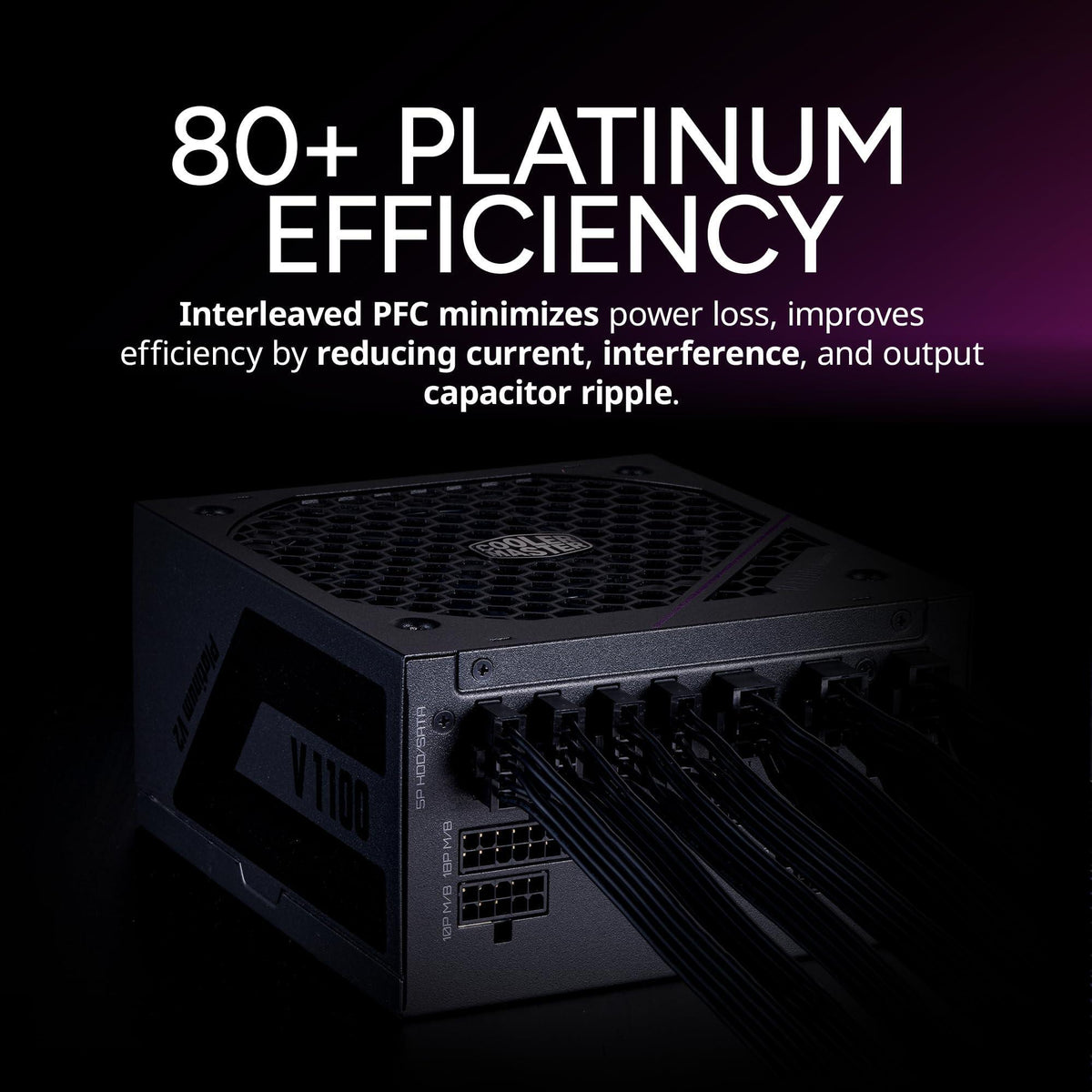 Cooler Master V Platinum 1600 V2 ATX 3.1 Full Modular Power Supply, 1600W 80+ Platinum, Dual 90° 12VHPWR|600W PCIe 5.1, GPU Support RTX 4090, Purple Anodic-Coated Heat Sink, Mobius Fan, 12-Year