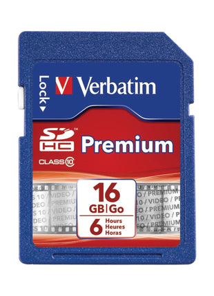 VER96808 - Verbatim 16GB Premium SDHC Memory Card, UHS-I Class 10