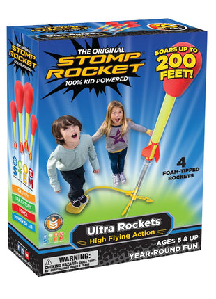 Stomp Rocket Ultra, High-Flying Rocket Launcher for Kids, 4 Rockets | Fun Outdoor Toys for Boys & Girls, Ages 5 & Up - Soft Foam Tipped Blaster Set Soars Up to 200ft - STEM Toys for Outside Play