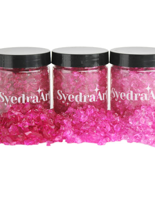 Syedra Crushed Glass for Resin Art, Set of 3,Broken Glass Pieces for Crafts 3-6mm 1LB (Pink)