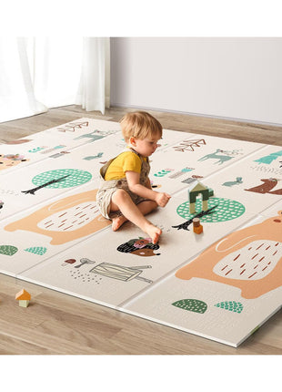 UANLAUO Baby Play Mat,79"x 71" Large Mat for Floor,Reversible Floor Mat,Foam Thick&Waterproof,Foldable Playmats for Babies and Toddlers,Anti-Slip for Baby Crawling,Non-Toxic Tummy Time(Bear)