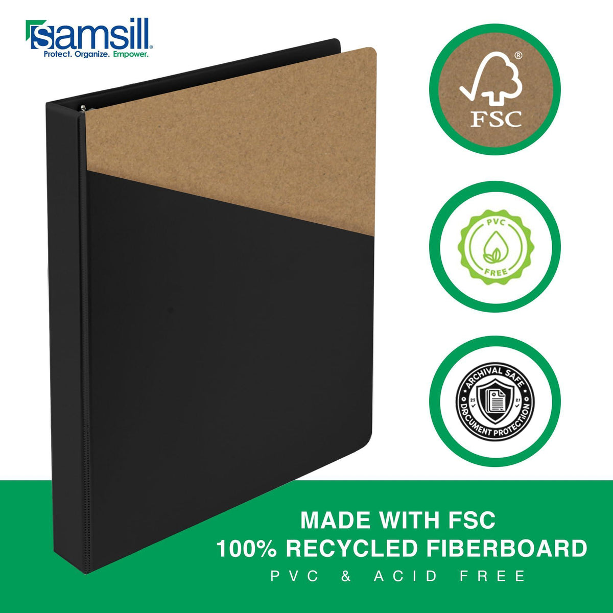 Samsill 0.5 Inch 3 Ring Binders, Made in USA, Economy Round Ring, Clear View Cover, 100 Sheet Capacity - for School, Home, Office - Black, 12 Pack