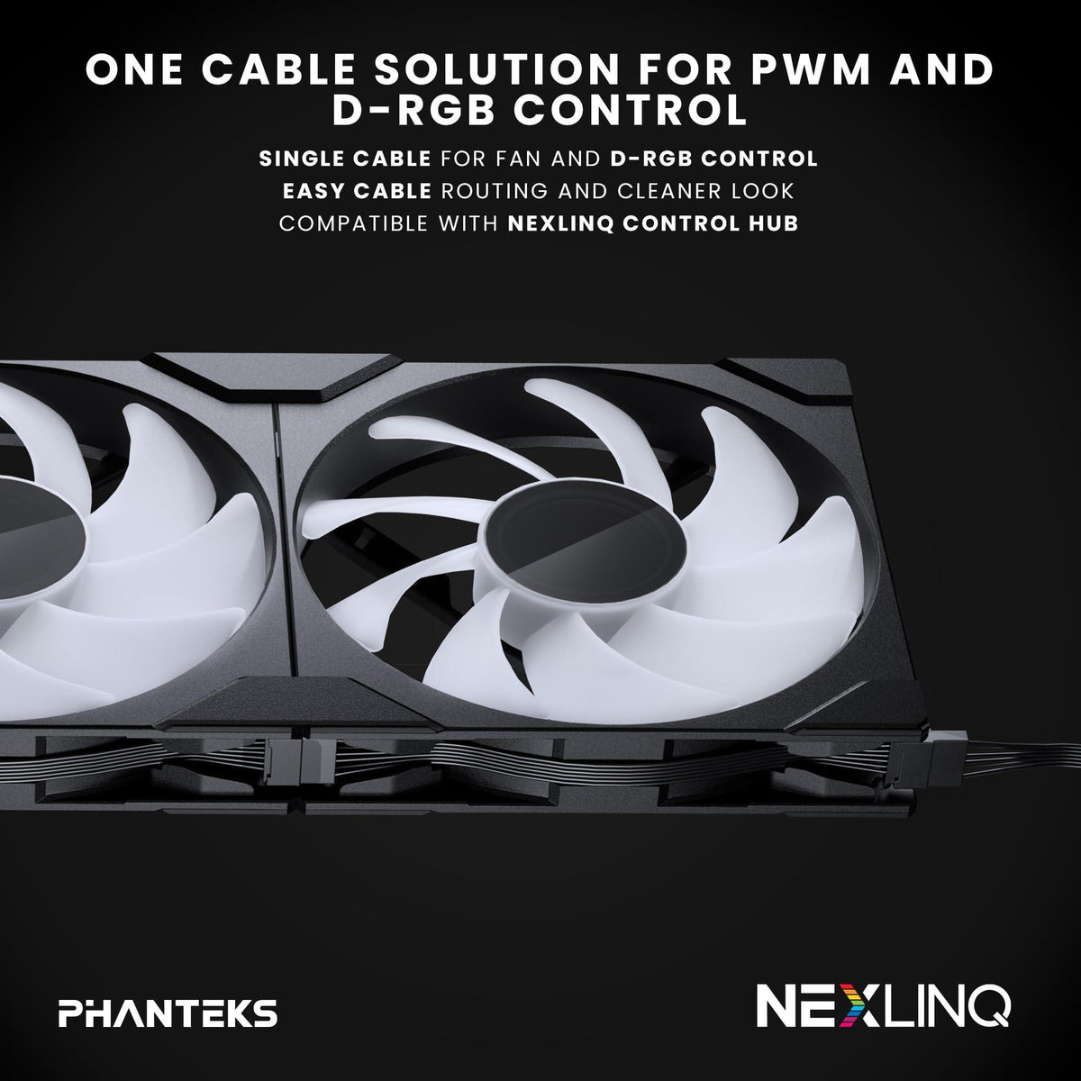 Phanteks M25-140 Gen2, 140mm ARGB High Performance Cooling Fans, Daisy-Chain Unified Fan Frame, Infinity Mirror hub, Single Cable Connection, Black