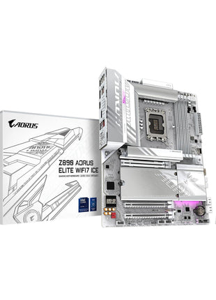 GIGABYTE Z890 AORUS Elite WIFI7 ICE Intel Core Ultra (Series 2) LGA 1851 Motherboard, ATX, DDR5, 3X M.2, PCIe 5.0, Thunderbolt 4, WIFI7, 2.5GbE LAN, EZ-Latch