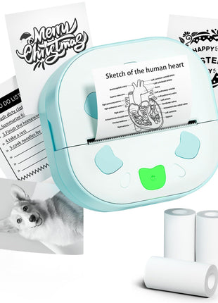 Sticker Printer, PrintPods Mini Printer, Bluetooth Portable Sticker Maker with 3 Rolls Paper, Print Pod Inkless Thermal Printer for iPhone, Impresora Portátil for Notes, Journal, DIY, Kids Gift