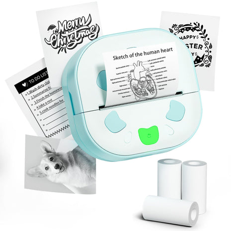 Sticker Printer, PrintPods Mini Printer, Bluetooth Portable Sticker Maker with 3 Rolls Paper, Print Pod Inkless Thermal Printer for iPhone, Impresora Portátil for Notes, Journal, DIY, Kids Gift