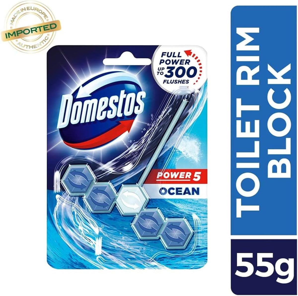 Domestos Power 5 Ocean Toilet Rim Block 55g