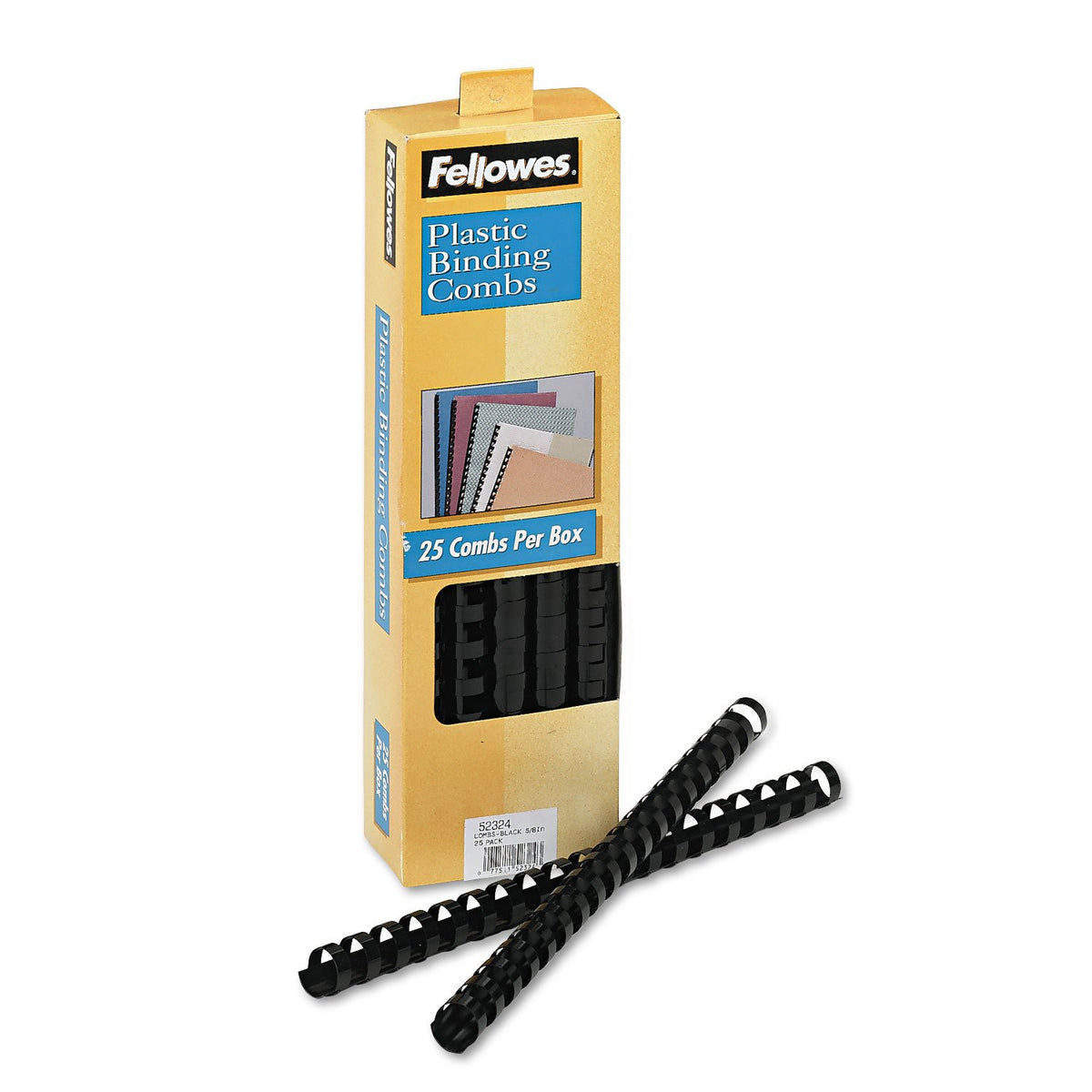 Fellowes 52324 Plastic Comb Bindings, 5/8-Inch Diameter, 120 Sheet Capacity, Black, 25 Combs/Pack