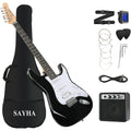SAYHA Electric Guitar, 39 Inch Solid Full-size Electric Guitar HSS Pickups Starter Kit Includes Amplifier, Bag, Digital Tuner, Strap, String, Cable, Picks（Black）