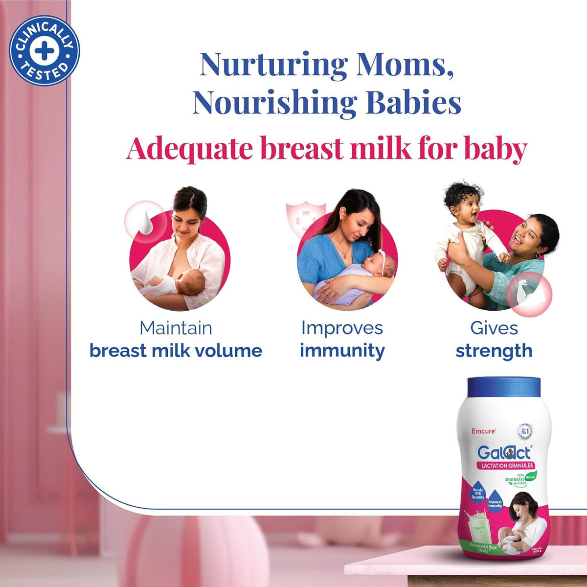 Galact Granules - Lactation Supplement with Shatavari to increase breast milk - Elaichi flavour 200g | 10 day Pack | 2 Scoops per serving with milk | From Emcure Pharmaceuticals Ltd.