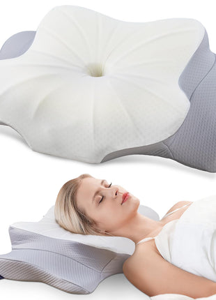 DONAMA Contour Cervical Neck Pillow for Neck Pain Relief | Queen,Ergonomic Dual-Height,Odorless Memory Foam,Side/Back/Stomach Sleepers,Cooling Hypoallergenic Cover,OEKO-TEX Certified
