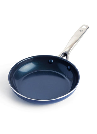 Blue Diamond 8" Nonstick Frying Pan Skillet, Diamond Infused PFAS-Free Ceramic, Dishwasher & Oven Safe, Stainless Steel Handle, Durable Non Toxic Metal Utensil Safe, Egg & Omelet Pan, Blue