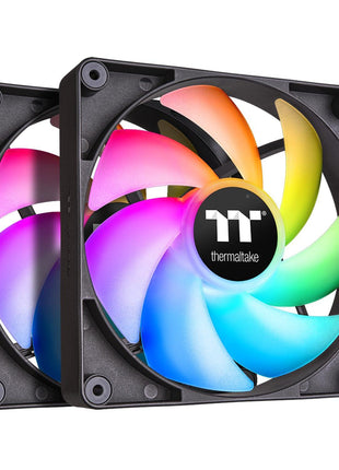 Thermaltake CT140 ARGB Sync PC Cooling Fan (2-Fan Pack), 5V Motherboard Sync, 16.8 Million Colors 9 Addressable LEDs, 140 mm Hydraulic Bearing Case/Radiator Fan, CL-F150-PL14SW-A,Black