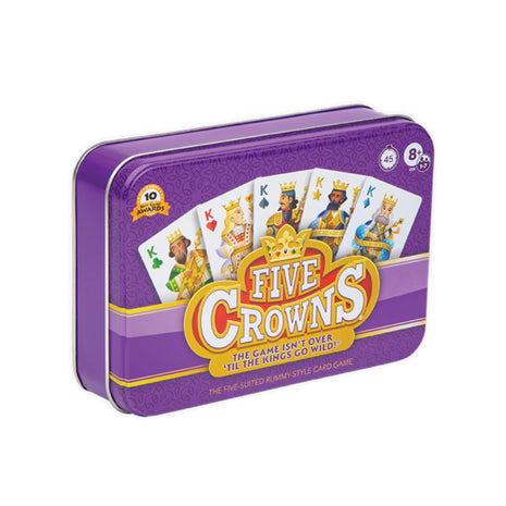 Five Crowns Collectible Tin – Card Game for Kids and Adults, Family Game Night, The Game isn't Over Until the Kings Go Wild, 5 Suited Rummy Style Card Game, 1-7 Players, Ages 8+
