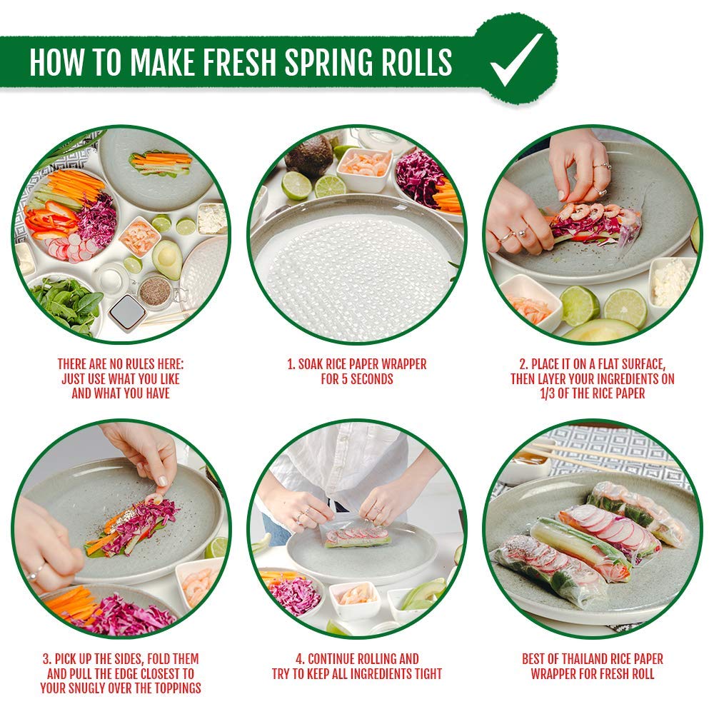 Best of Thailand [Round] White Rice Paper Wraps 3 Pack | Perfect for Fresh Spring Rolls & Dumplings | Non-GMO, Gluten-Free, Vegan & Paleo | Kosher for Passover Kitniyot