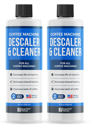 Essential Values Descaler, Universal Descaling Solution, Made in the USA for Delonghi, Keurig, Breville, Nespresso (4 Uses) Coffee Machine Cleaner for all Automatic Coffee Makers & Espresso Machines