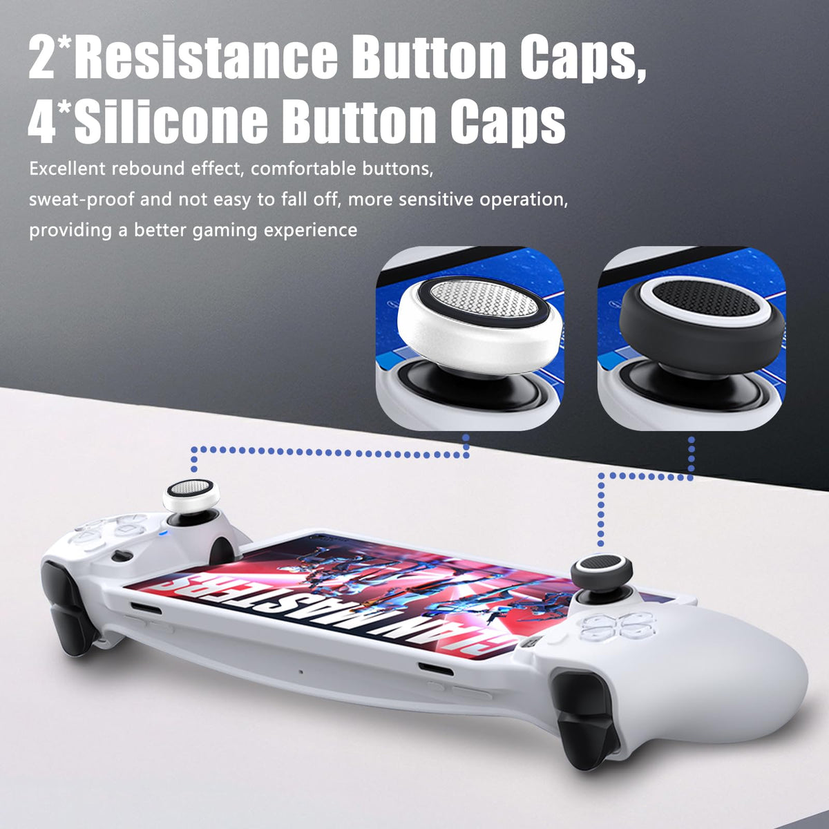 TEFELE 12 in 1 Accessories for Playstation Portal Remote Player with ps5 Portal Case 2 Transparent Screen 4Thumb Grip Charger Shoulder Bracket Base 2 Resistance Button Caps Black