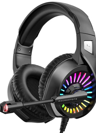ZIUMIER Wired Gaming Headset for PC, PS5, PS4, Xbox Series X|S | Noise Canceling Microphone, LED RGB Light, 50mm Driver, 3.5mm Audio Jack, Soft Memory Foam, Multi-Platform Headphones
