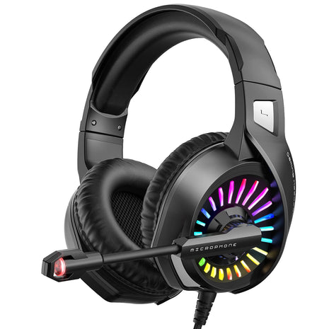 ZIUMIER Wired Gaming Headset for PC, PS5, PS4, Xbox Series X|S | Noise Canceling Microphone, LED RGB Light, 50mm Driver, 3.5mm Audio Jack, Soft Memory Foam, Multi-Platform Headphones