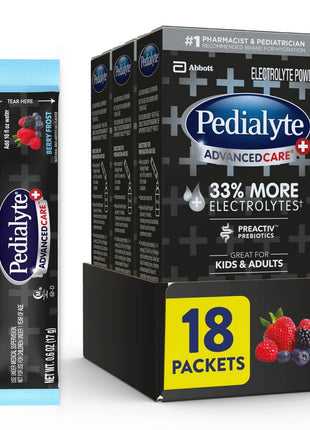 Pedialyte AdvancedCare Plus Electrolyte Powder Packets, Berry Frost | Fast Hydration for Adults and Kids, Convenient Electrolyte Packets, on-the-go Rehydration Designed to Work Better than Water