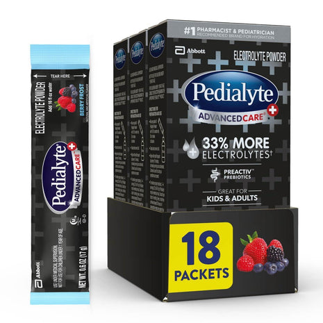 Pedialyte AdvancedCare Plus Electrolyte Powder Packets, Berry Frost | Fast Hydration for Adults and Kids, Convenient Electrolyte Packets, on-the-go Rehydration Designed to Work Better than Water